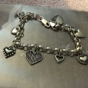 Sterling silver 8 heart charm bracelet